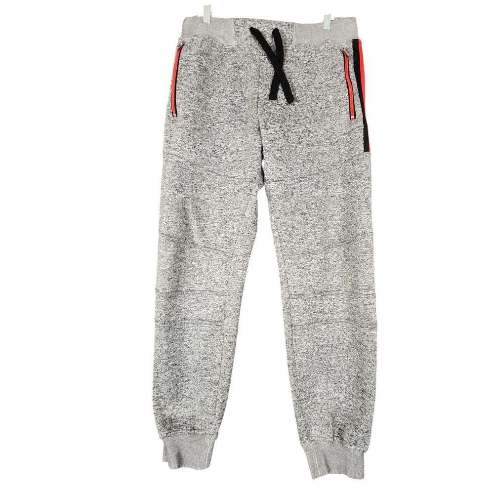 Akademiks XL Mens‎ Joggers Gray Red Black Striped Zip Pockets Sweatpants